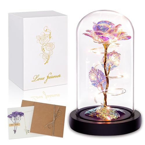Birthday Gifts for Women,Mothers Day Flowers Gifts for Mom,Wife,Grandma,Mom Gifts for Her,Light Up Rose Flowers in Glass Dome,Colorful Rainbow Flower Rose Presents for Birthday,Anniversary,Valentines | Amazon (US)