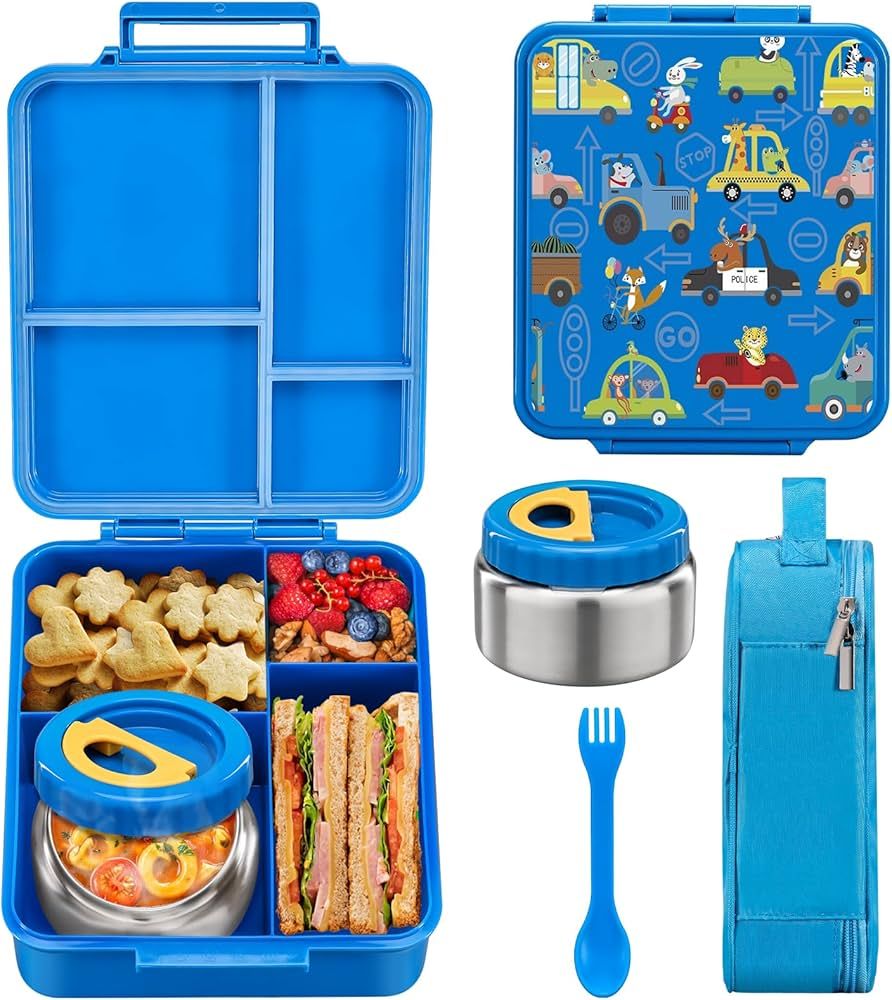 MAISON HUIS Bento Lunch Box for Kids With 8oz Soup Thermo, Leakproof Lunch Compartment Containers... | Amazon (US)