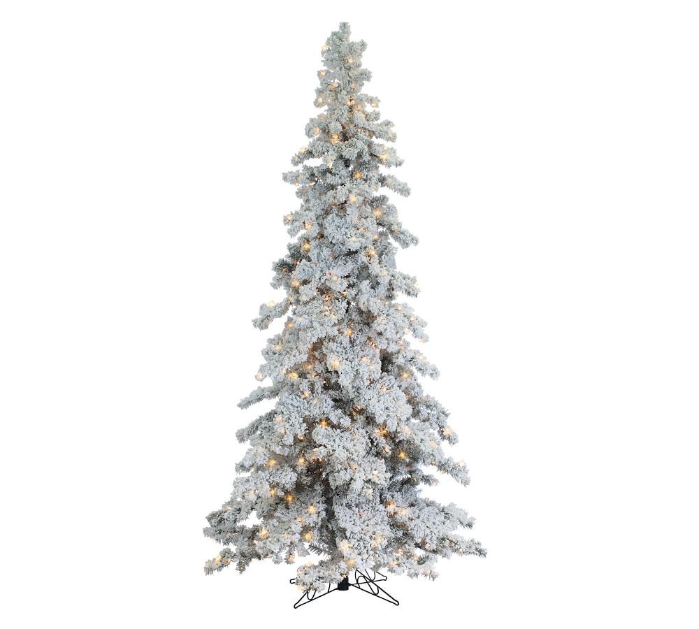 Pre-Lit Flocked Layered Spruce Artificial Christmas Tree, 9' | Pottery Barn (US)