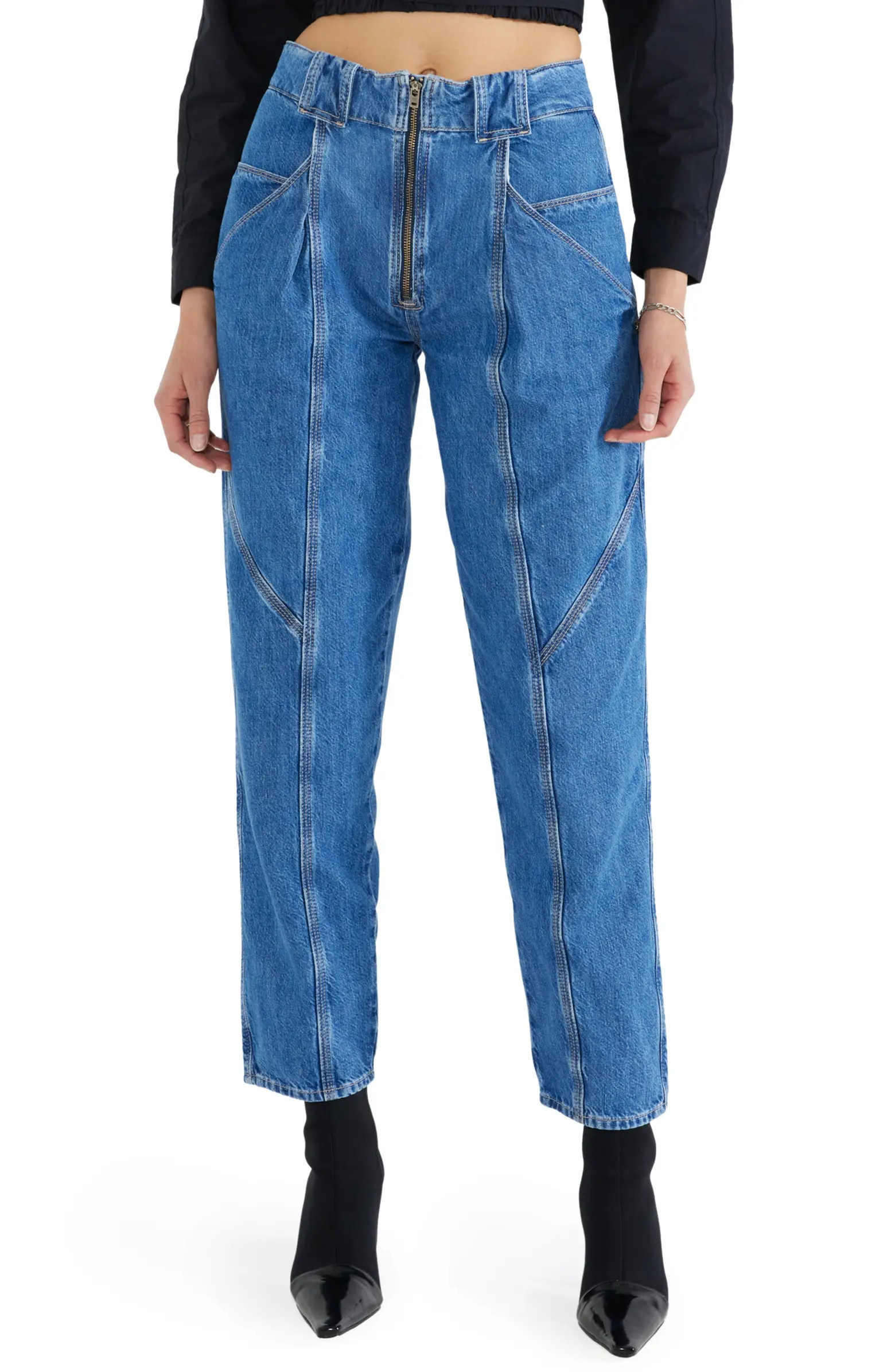 Zoya Seamed Ankle Taper Utility Jeans | Nordstrom