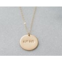 But God Disc Necklace, Large Disc, Faith Necklace, Christian Dainty Necklace, 3/8 Disc, 14k Gold Fill | Etsy (US)