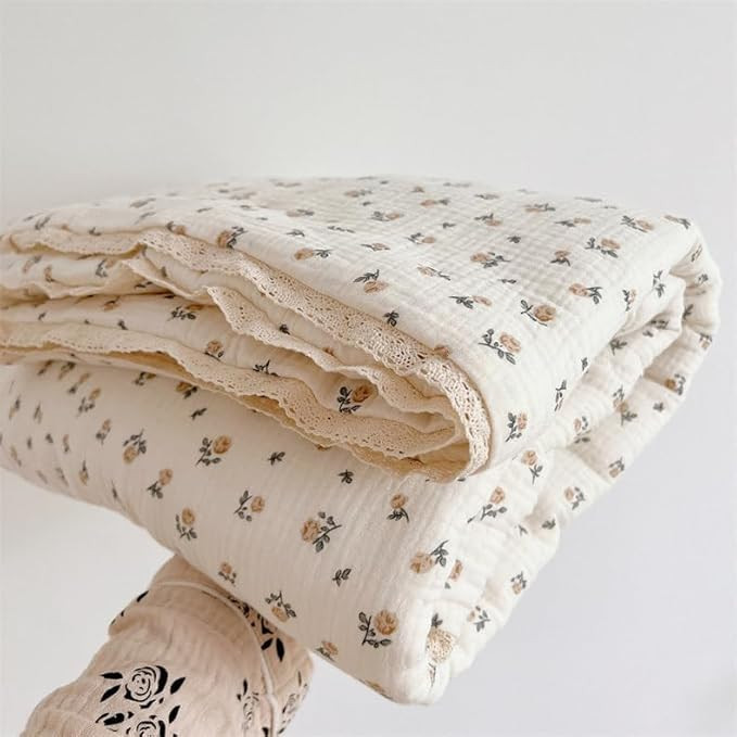 Muslin Quilt Thick Gauze Nursery Crib Blanket 100% Cotton Floral Design Super Soft Babies and Tod... | Amazon (US)