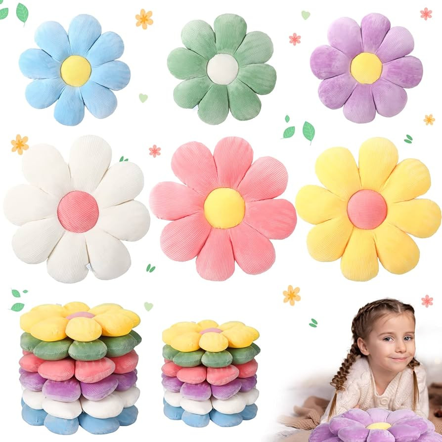 12 Pieces 21.7 Inch 15 Inch Pastel Colorful Flower Pillow Daisy Flower Shaped Throw Pillow Floor ... | Amazon (US)