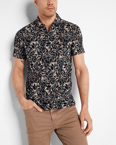 Floral Print Jersey Polo | Express