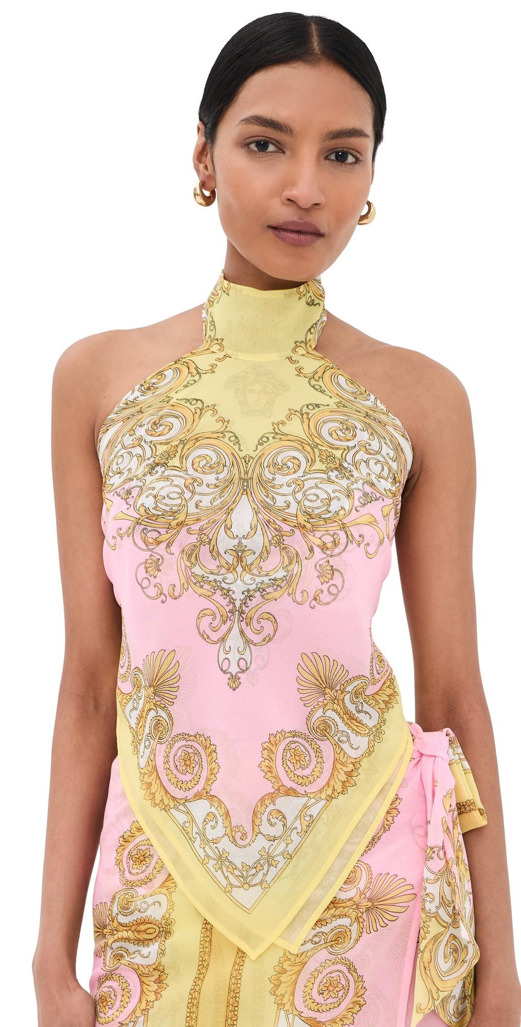 Versace Cover Up Printed Top Pale Yellow/Rose Quartz S/M | Shopbop