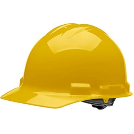 AmazonCommercial Full Brim Hard Hat, 4-Point Ratchet Nylon Suspension, Yellow | Amazon (US)