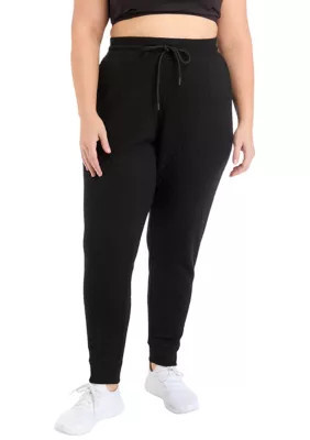Yogalicious Women's Plus Size Diamond Quilted Joggers with Pockets, Black, 1X | Belk