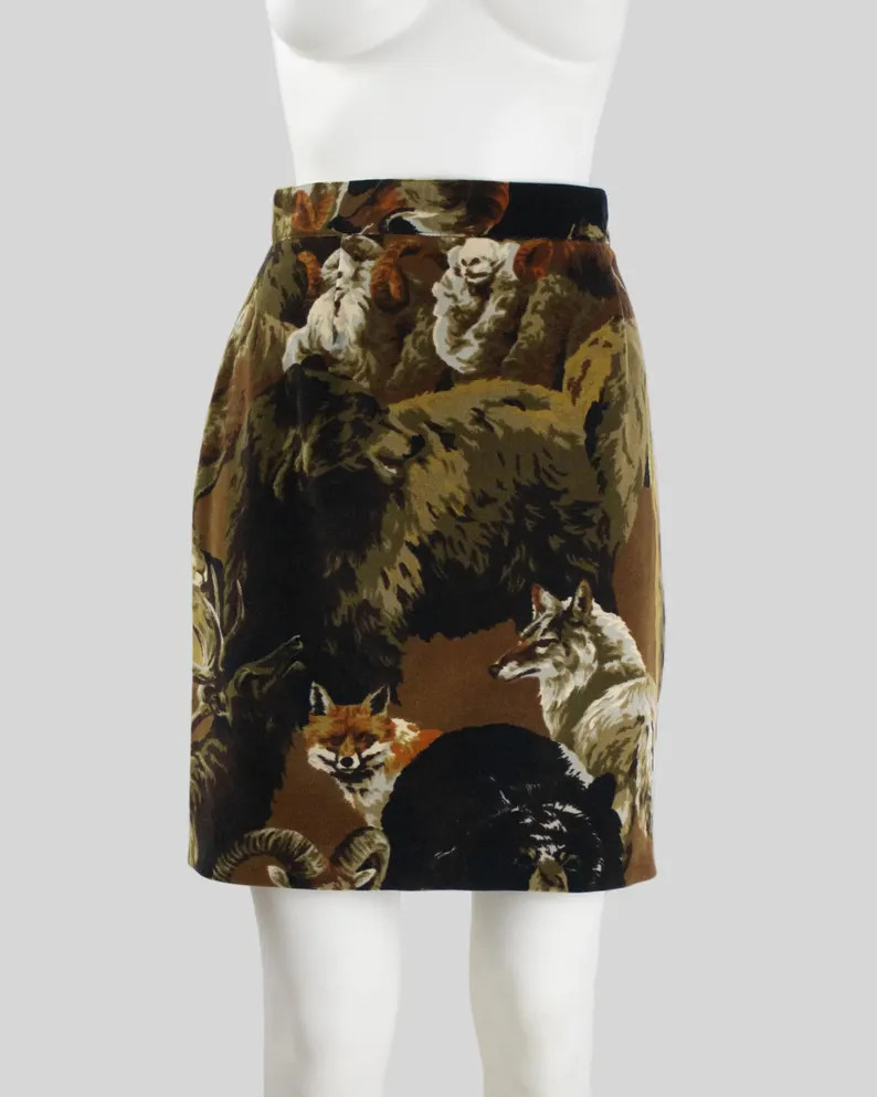 Vintage Kenzo Jungle Animal Print Velvet Skirt / M | Etsy (US)