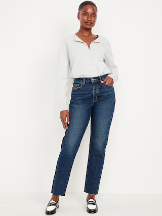 Curvy High-Waisted OG Straight Button-Fly Ankle Jeans | Old Navy (US)