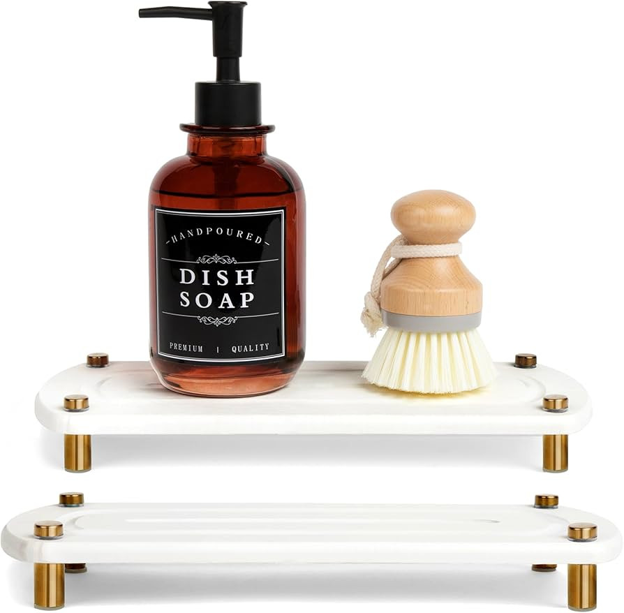 2PCS Instant Dry Sink Caddy Organizer, Fast Drying Sponge and Soap Dispenser Holder for Kitchen a... | Amazon (US)