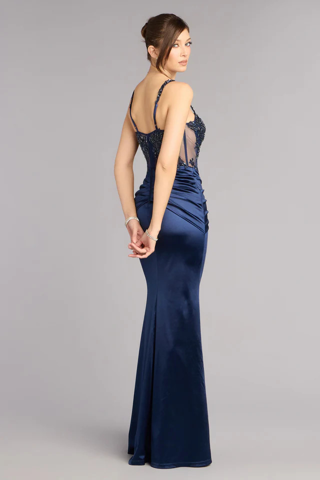 Tiffany Satin Beaded Corset Formal Dress | Windsor Stores