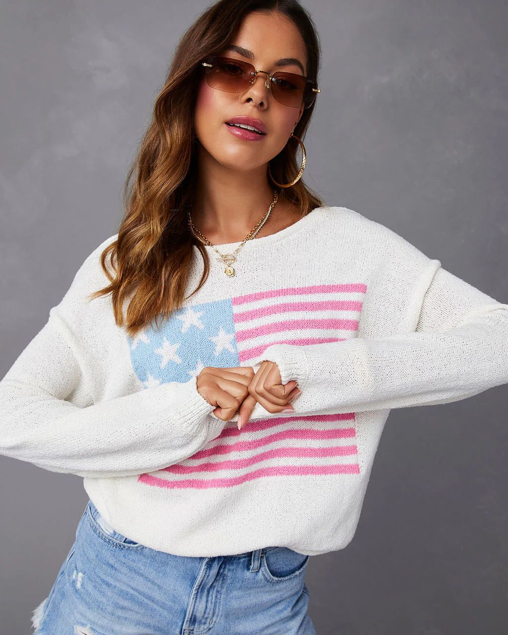 Land Of The Free Flag Sweater | VICI Collection