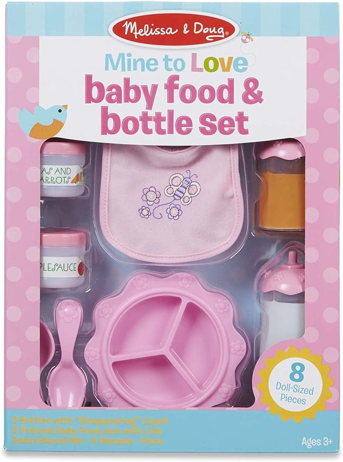 Melissa & Doug Mine to Love Time to Eat Doll Accessories Feeding Set (8 pcs) , Pink | Amazon (US)