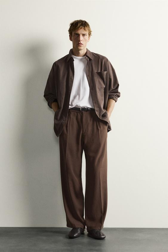 Zara - Flowy Relaxed Fit Pleated Pants - Black - Xl - Man | Zara US