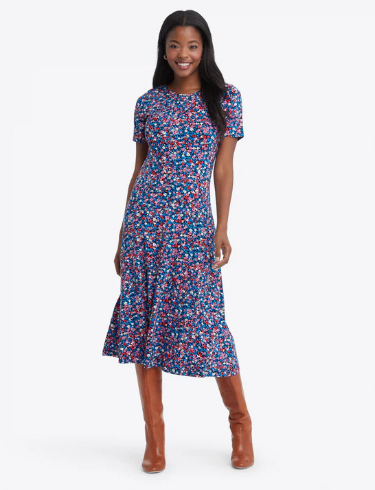 Tammy Midi T-Shirt Dress in Spring Ditsy Floral | Draper James (US)