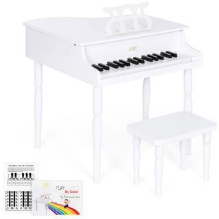 Kids Mini Wood Grand Piano Musical Instrument w/ Bench, Sheet Music Rack | Best Choice Products 
