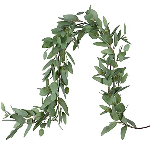 Wofair 5 Feet Eucalyptus Garland Greenery, Artificial Eucalyptus Garland Wedding Decor, Faux Seed... | Amazon (US)