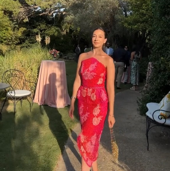 Wearing size small in the dress.

Heels I’m wearing are ivory but unavailable. I posted the exact shoe in close enough colors.