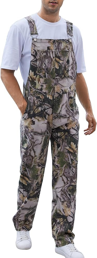 Yuanbang Camo Bibs Overalls for Men Adjustable Straps Work Utility Coveralls Camouflage Jumpsuit | Amazon (US)