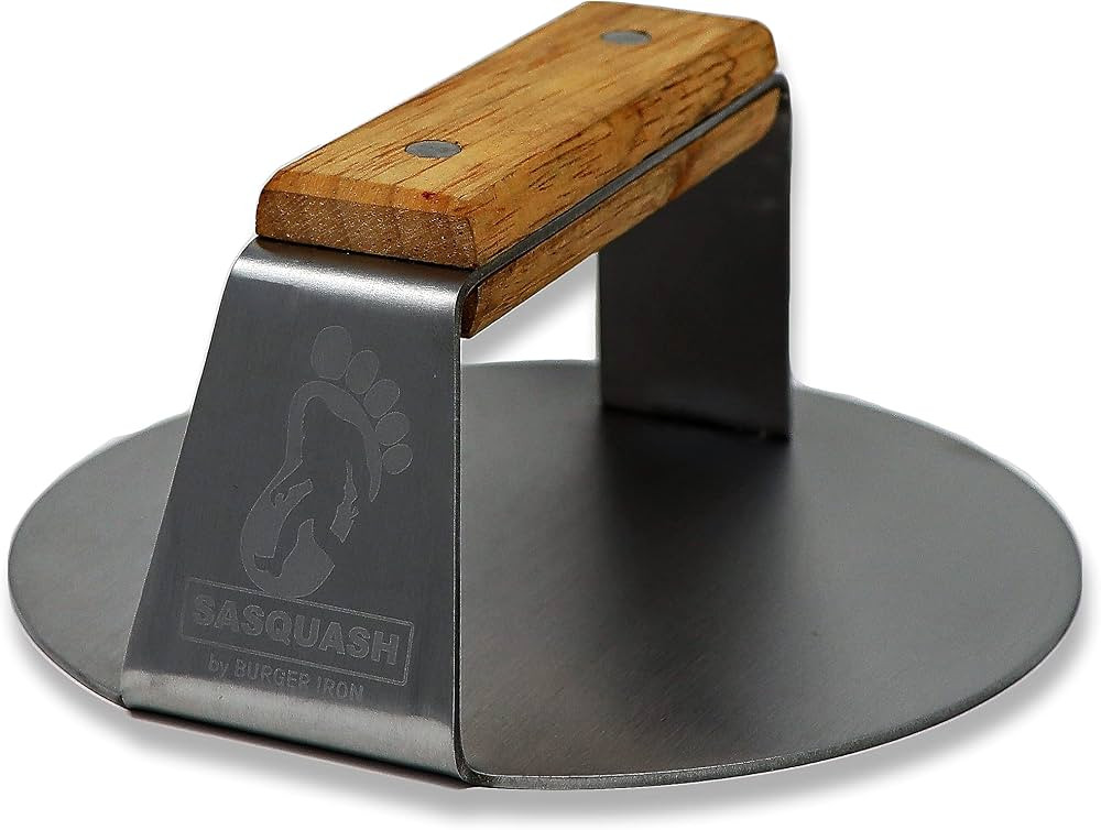 The Sasquash - 6" Heavy Duty Extra Wide Flat Handle Smashed Burger Press - Commercial Grade One-P... | Amazon (US)
