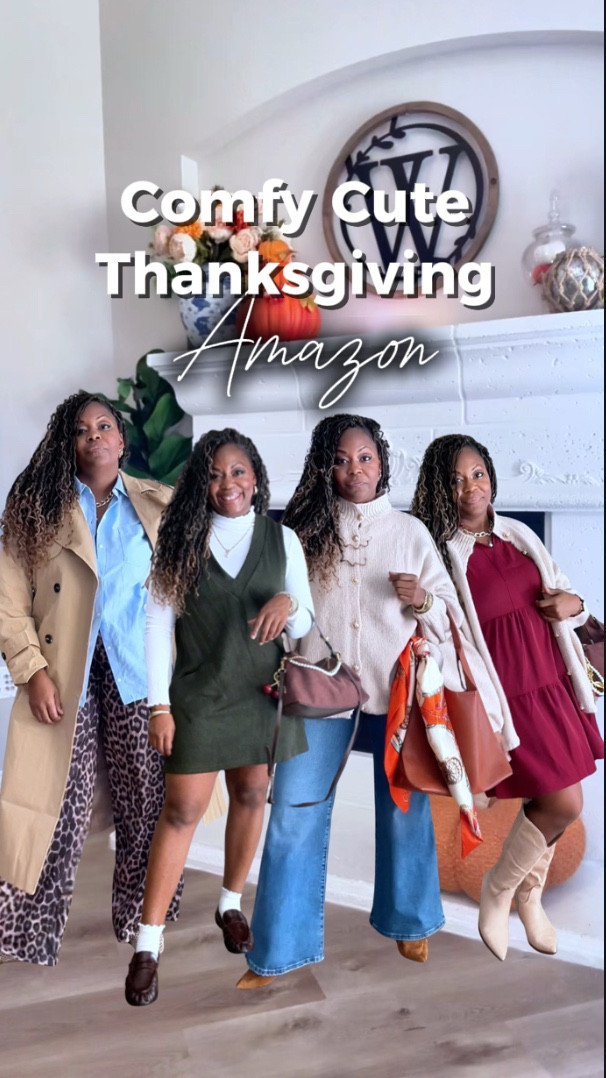 Comfy yet cute Thanksgiving outfit ideas from @amazon ! Perfect for eating good but making a statement🙌🏽

Flare Levi jeans, stretchy waist, wide leg, pants, leopard pants, button-down, loose dress, trenchcoat, comfy cardigan, plaid skirt, brown sweater, red dress, burgundy dress, green dress, brown boots, loafers, Holiday outfit

#LTKStyleTip #LTKHoliday #LTKFindsUnder50
