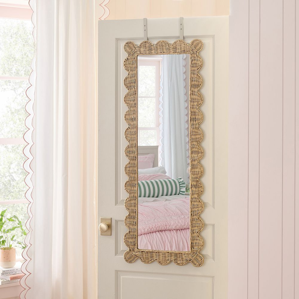 Scallop Rattan Over-the-Door Mirror (17.5"x57") | Pottery Barn Teen