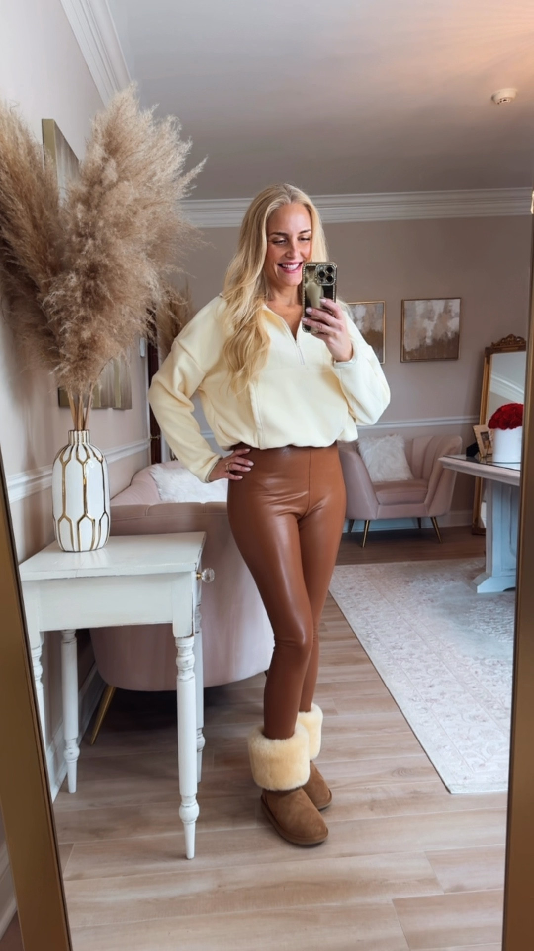 How cute is this white fleece pullover? It is so cozy and warm! I love it paired with these brown faux leather leggings and uggs. 

#LTKStyleTip #LTKSeasonal #LTKActive