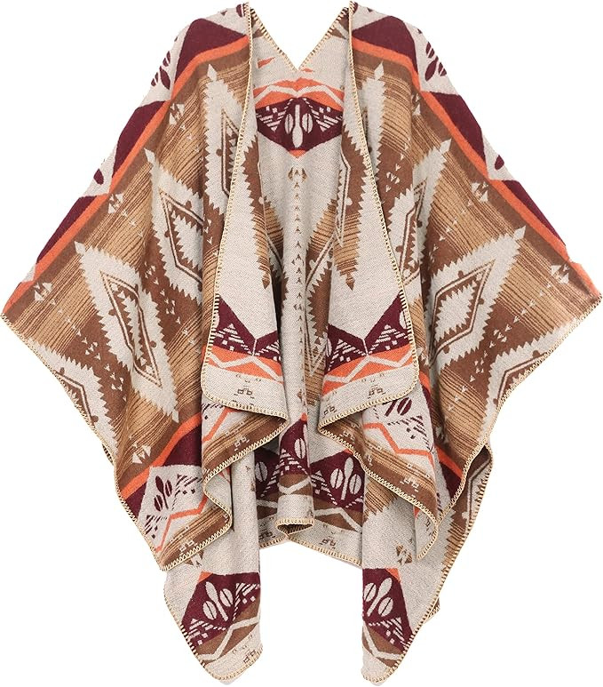 Sakkas Lupe Womens Reversible Poncho Wrap Cape Shawl Sweater Coat Cardigan Pattern | Amazon (US)