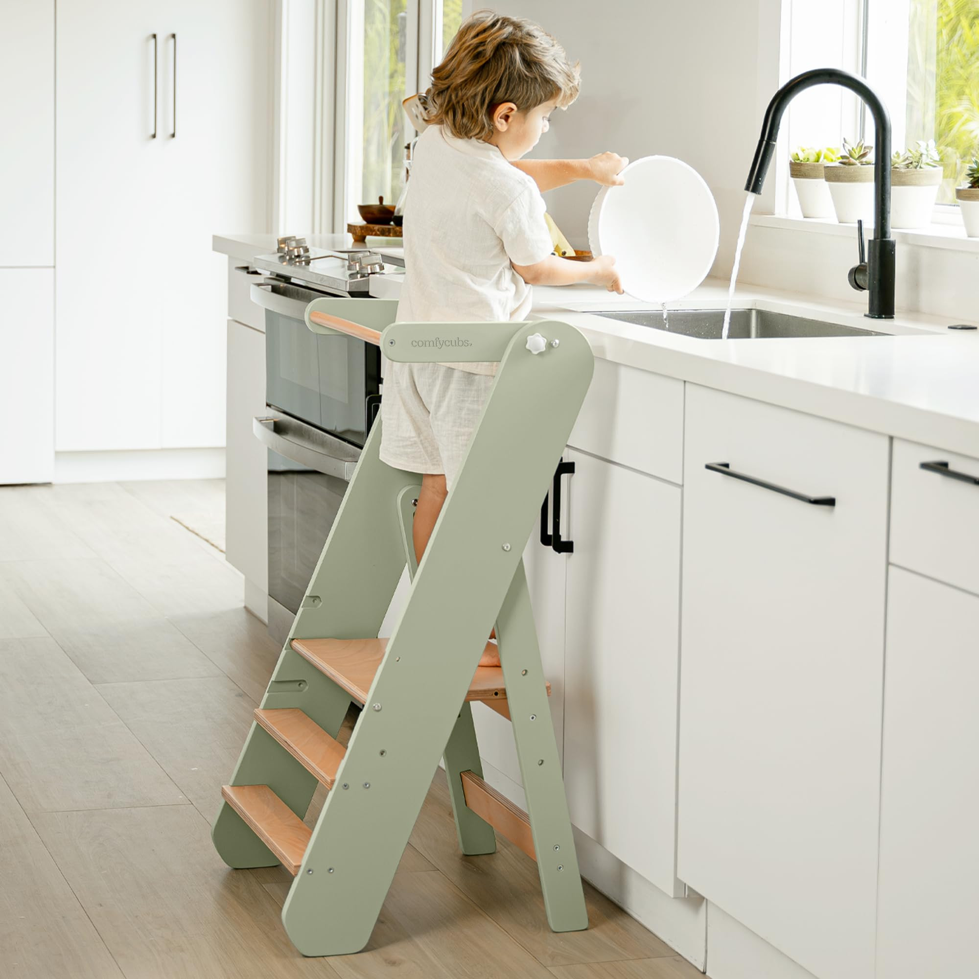 Comfy Cubs Kids Step Stool for Ages 3+, 3 Height Adjustable Toddler Tower, Montessori Furniture D... | Amazon (US)