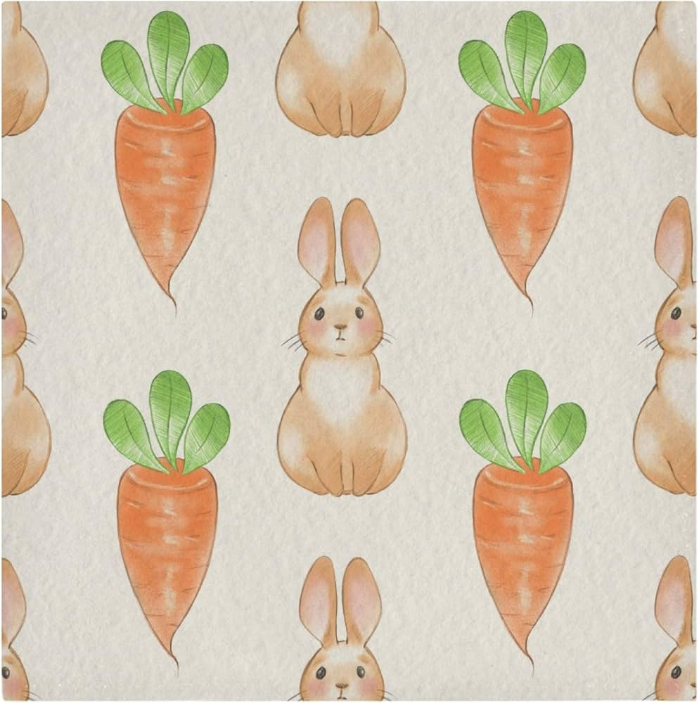 Aflyko Rabbit Carrot Cloth Dinner Napkins Everyday Use 20" × 20" Home Decor 1 Pack | Amazon (US)