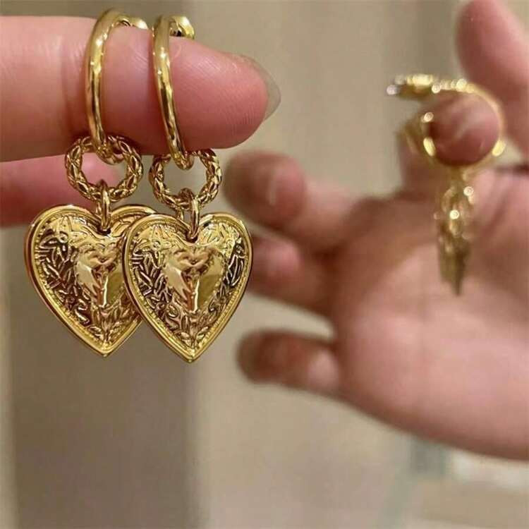 Heart gold earrings | SHEIN