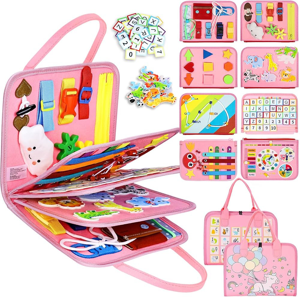 Esjay Toddler Busy Board Montessori Toys for Girls, Sensory Board Educational Activities for Lear... | Amazon (US)
