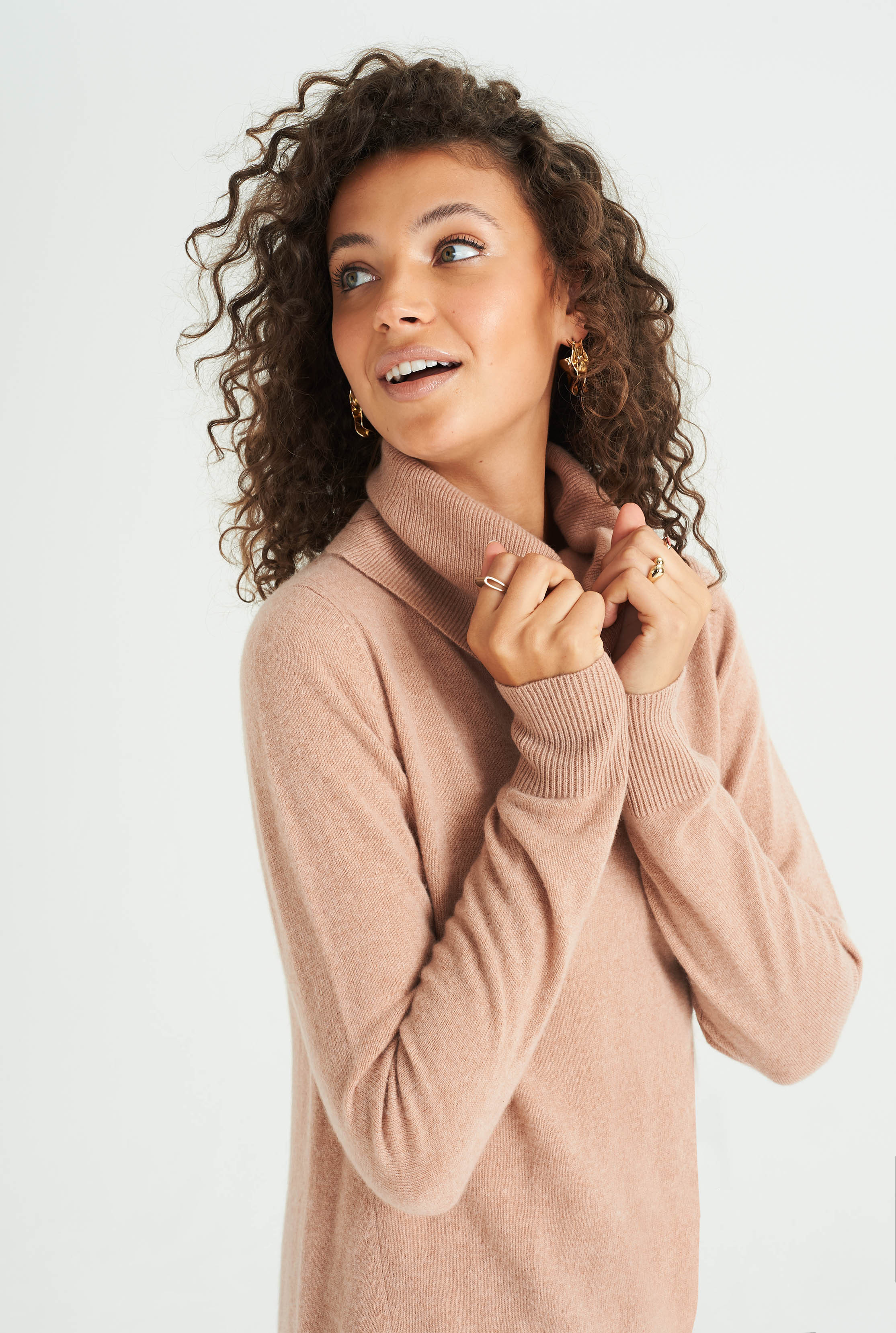 Blush Pink Cashmere Cowl Neck Jumper | Long Tall Sally (US)