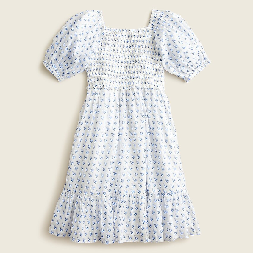 Girls' tiered puff-sleeve dress in floral | J. Crew US