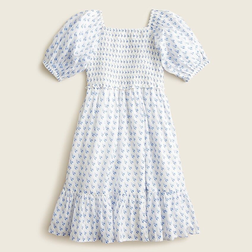 Girls' tiered puff-sleeve dress in floral | J.Crew US