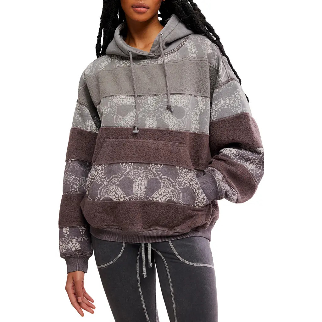 Free People FP Movement Final Call Appliqué Graphic Hoodie in Chocolate Combo at Nordstrom, Size Large | Nordstrom