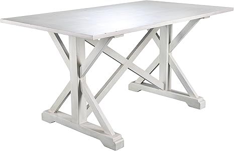 SEI FURNITURE Cardwell Rectangular Dining Table - Farmhouse Style w/ Distressed White Wood Grain ... | Amazon (US)