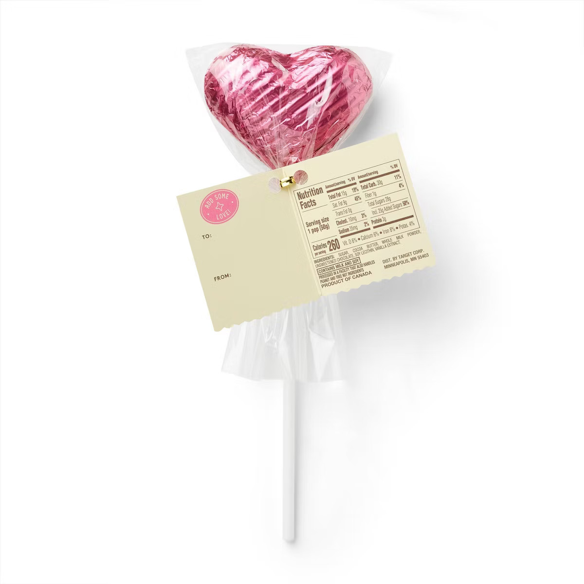 Valentine's Heart-shaped Milk Chocolate Pop Candy - 1.76oz - Favorite Day™ | Target