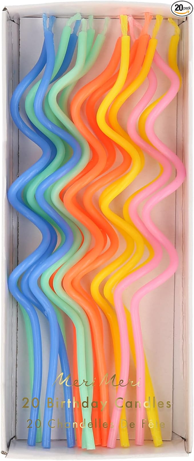 Meri Meri Swirly Tall Cake Candles (Pack of 20), 5" Tall Unscented Candles | Amazon (US)