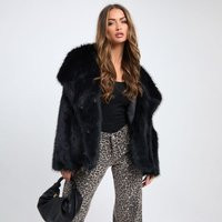 Oversized Collar Coat In Black Faux Fur, Women's Size UK 4 | EGO (UK)