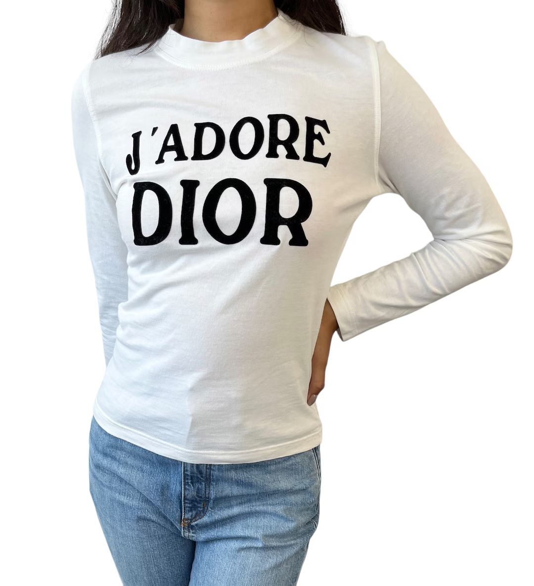 Christian Dior Vintage J'ADORE Logo Long Sleeve Top 38 T-shirt White Rankab - Etsy | Etsy (US)