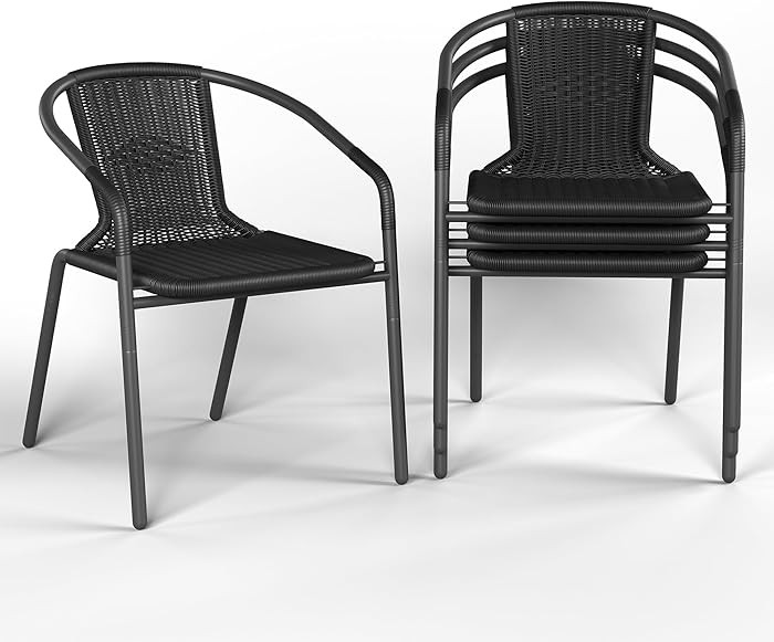 Amopatio Outdoor Dining Chairs Set of 4, Stackable Patio Chairs, Rattan Wicker Patio Chairs Set o... | Amazon (US)