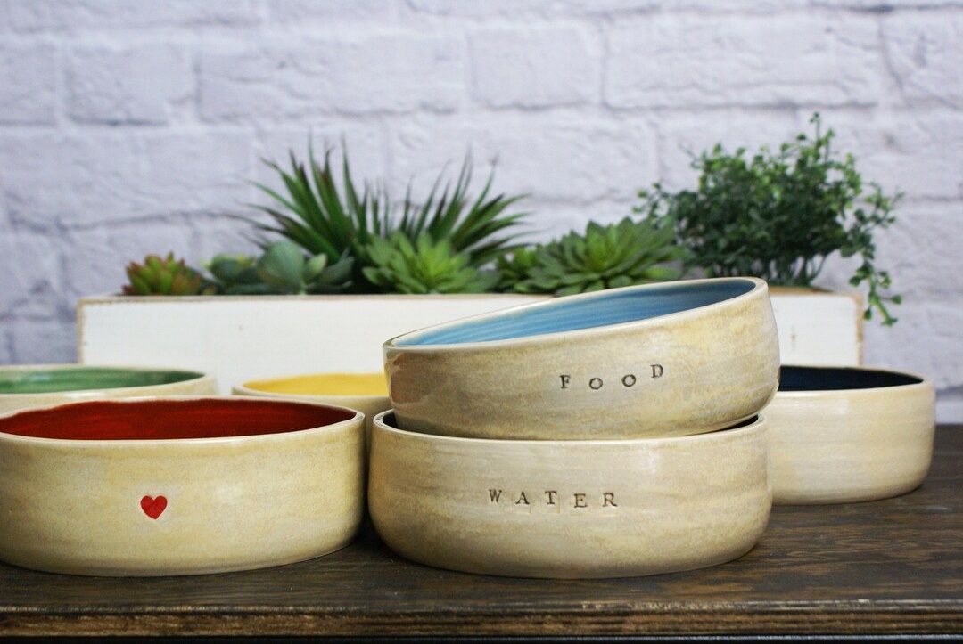 Choose Your Color Pet Bowls Handmade Food Bowl, Ceramic Dog Bowl, Custom Cat Bowl - Etsy | Etsy (US)