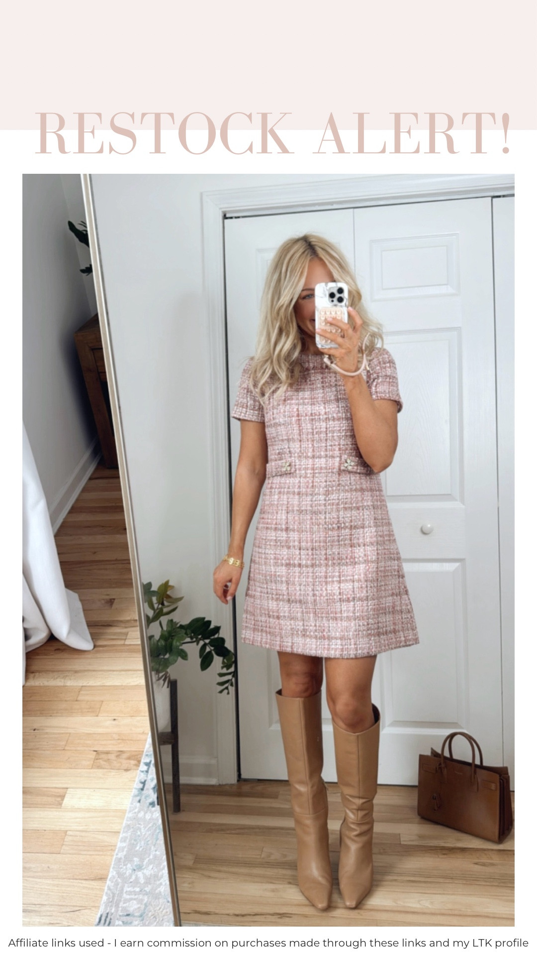Pink tweed dress has been restocked! 🥳🎉🎊