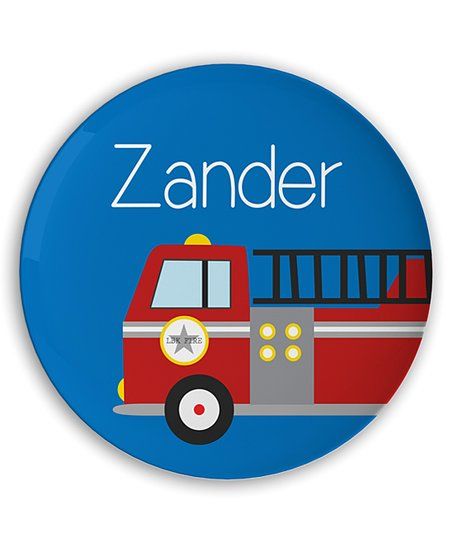Blue & Red Firetruck Personalized Plate | Zulily