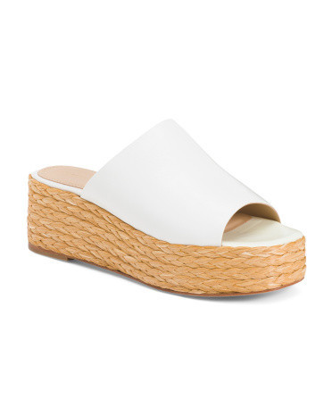 Patent Leather One Band Espadrille Wedge Sandals for Women | Leather/Man-Made Sole | Marshalls