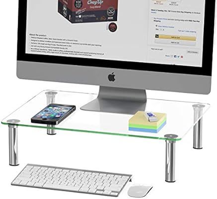 SimpleHouseware Computer Monitor Riser, Glass | Amazon (US)