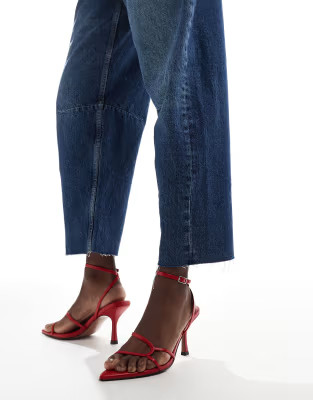 ASOS DESIGN Havana pointed strappy mid heeled sandals in red | ASOS (Global)