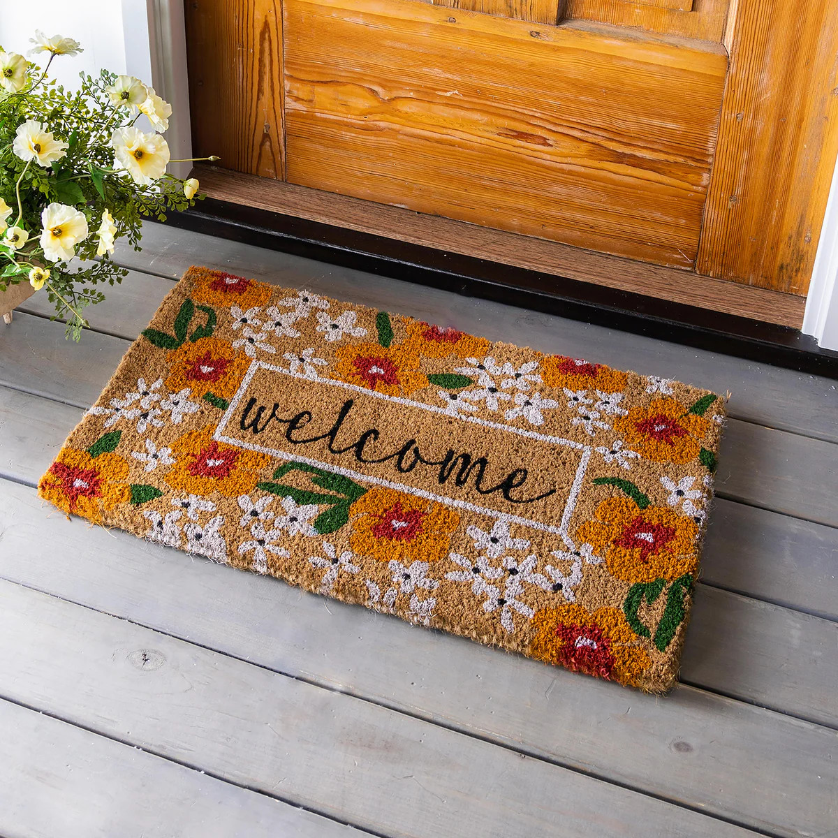 WELCOME FLORAL MAT | Plow & Hearth