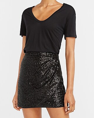 High Waisted Sequin Wrap Mini Skirt | Express